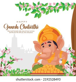 Indian traditional festival happy Ganesh Chaturthi banner design template. 