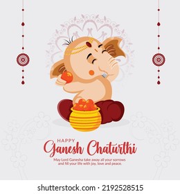 Indian traditional festival happy Ganesh Chaturthi banner design template. 