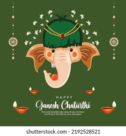 Indian traditional festival happy Ganesh Chaturthi banner design template. 