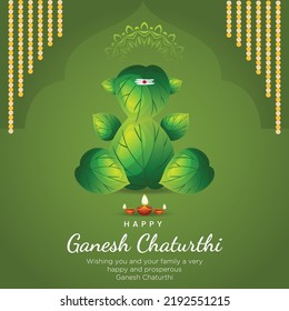 Indian traditional festival happy Ganesh Chaturthi banner design template.