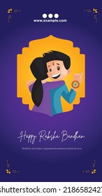 Indian traditional festival happy Raksha Bandhan portrait template design.