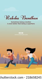 Indian traditional festival happy Raksha Bandhan portrait template design.