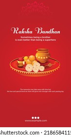 Indian traditional festival happy Raksha Bandhan portrait template design.