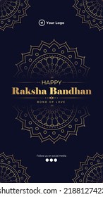 Indian traditional festival happy Raksha Bandhan portrait template design.