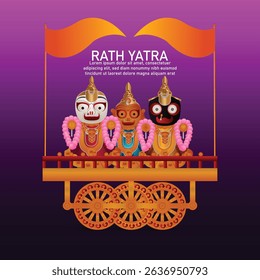 Indian traditional festival happy rath yatra with lord jagannath balabhadra and subhadra