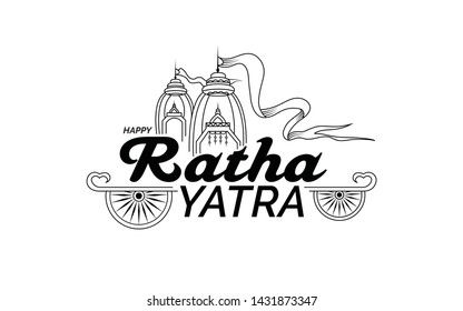 Indian Traditional Festival Happy Ratha Yatra Greeting Background Black and White