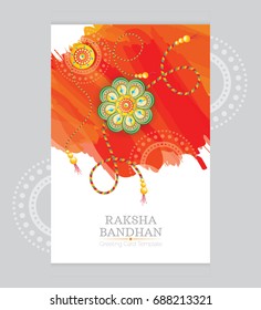 Indian Traditional Festival Raksha Bandhan Greeting Card Template Design with Watercolor Background