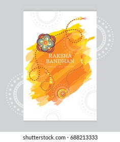 Indian Traditional Festival Raksha Bandhan Greeting Card Template Design with Watercolor Background