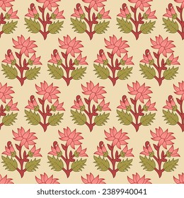 Indian Traditional Floral Block print Booti Design Allover Seamless Repeat Pattern Digital Design