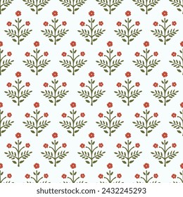 Indian Traditional floral block print booti design allover seamless repeat pattern