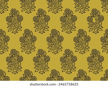 INDIAN TRADITIONAL FLORAL BLOCK PRINT DESIGN AJRAKH PRINTS BATIK PRINTS SANGANER JAIPUR SEAMLESS PATTERNS 