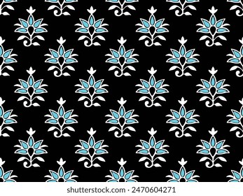 INDIAN TRADITIONAL FLORAL BLOCK PRINT DESIGN AJRAKH PRINTS BATIK PRINTS SANGANER JAIPUR SEAMLESS PATTERNS 