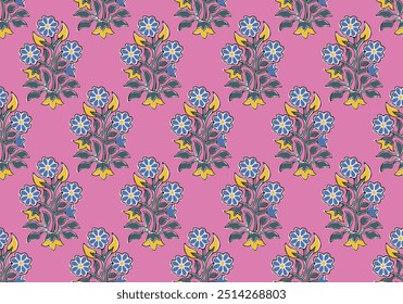 INDIAN TRADITIONAL FLORAL BLOCK PRINT DESIGN AJRAKH PRINTS BATIK PRINTS SANGANER JAIPUR SEAMLESS PATTERNS 