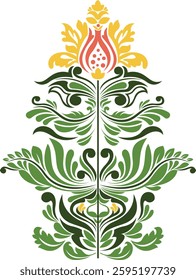Indian traditional flower motif vector design. Damask Wild flower Baroque motif.  Ethic Textile Digital Motifs.