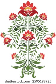 Indian traditional flower motif vector design. Ethic Textile Digital Motifs