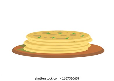 indian traditional food paratha vector illustration