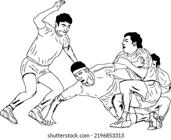 Indian Traditional Game Kabaddi Vector Sportsman Stock Vector (Royalty