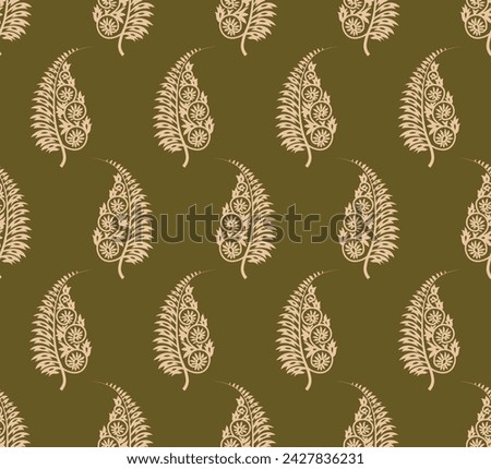 Indian Traditional Gold Paste Block print booti allover seamless repeat pattern 