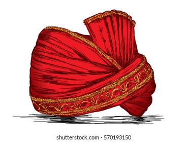 Indian Traditional Headgear Pagdi Vector Illustration