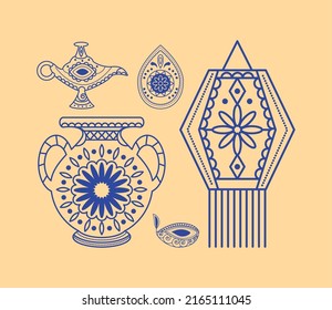 indian traditional icons flat design