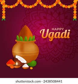 Ilustración tradicional india del fondo feliz del festival ugadi