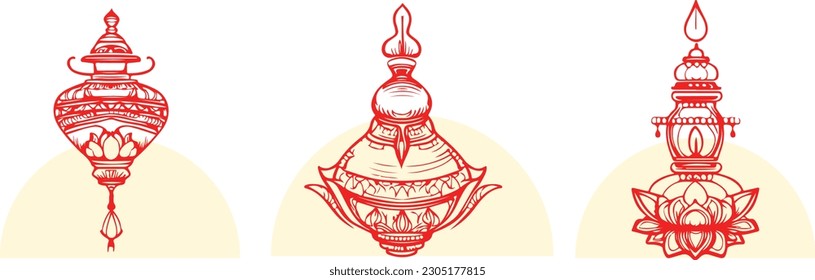 Indian traditional Lamp vector silhouette