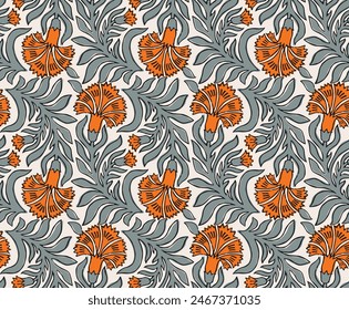 INDIAN TRADITIONAL MARIGOLD FLORAL SEAMLESS PATTERN ALL OVER PRINT VECTOR ILLUSTRATION