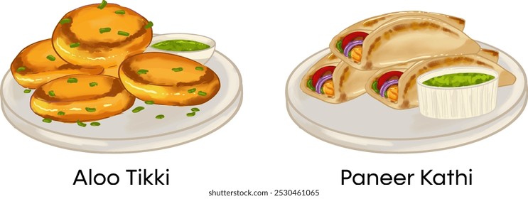 Ilustração da cozinha tradicional e nacional indiana