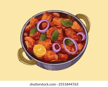 Indian Traditional and National Cuisine Illustration. Paneer tikka vector.