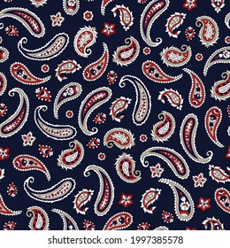 Indian Traditional paisley pattern on navy