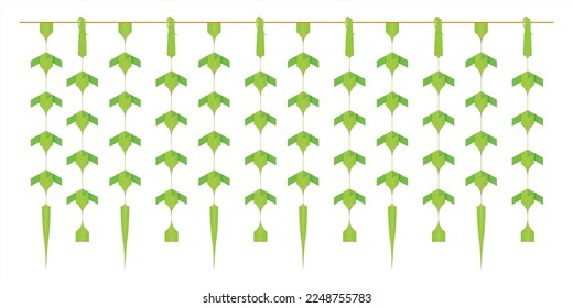 Indian Traditional palm Leaves toran, Garland. Decoration for Indian Hindu Auspicious Occasion, natural coconut leaf toran vector, editable design.