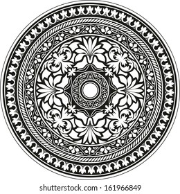 Indian traditional pattern of black and white - flower mandala