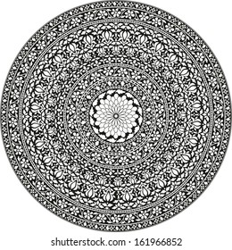 Indian traditional pattern of black and white - flower mandala