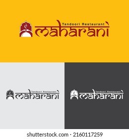 Indian Traditional Restaurant Log Idea. Maharani Indian Food Logo.