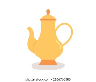 Indian traditional teapot. Gold simple icon. flat design style vector illustration.