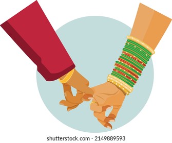 Indian Traditional Wedding Couple Hands Together