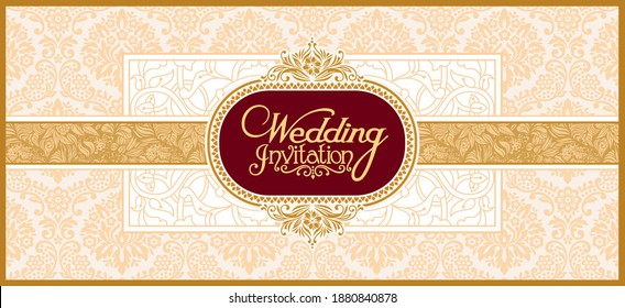 Indian traditional wedding invitation card design. Vector illustration.