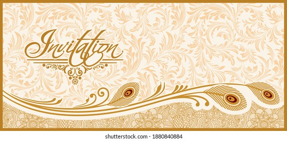 Indian Traditional Wedding Invitation Card Design. Vector Illustration.