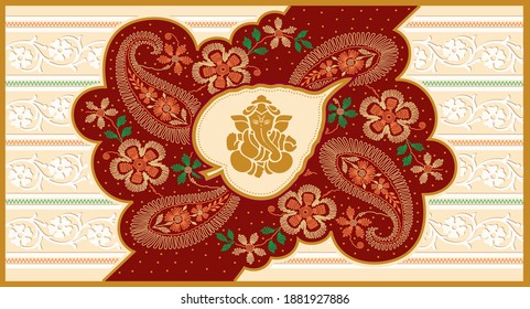 Indian Traditional Wedding Invitation Card Design. Vector Illustration.