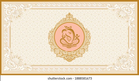 Indian traditional wedding invitation card design. Vector illustration.