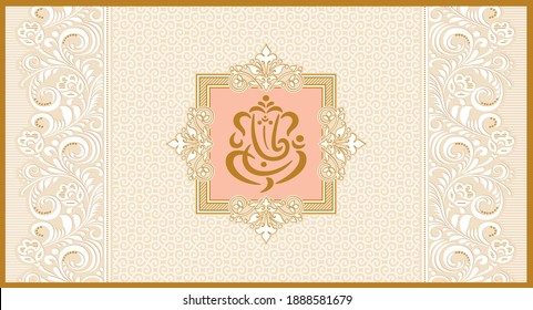 Indian Traditional Wedding Invitation Card Design. Vector Illustration.