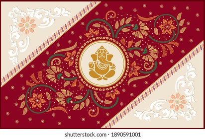 Indian Traditional Wedding Invitation Card Design.