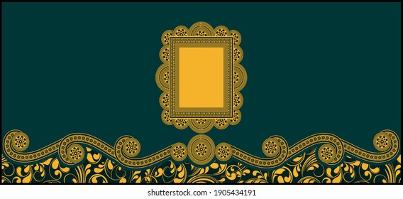 Indian traditional wedding invitation card design. Vector illustration.