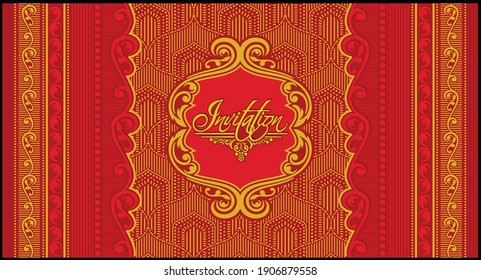 Indian traditional wedding invitation card design. Vector illustration.