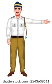 Indian Traffic Police Cartoon Character Vector Illustration (Royalty Free)