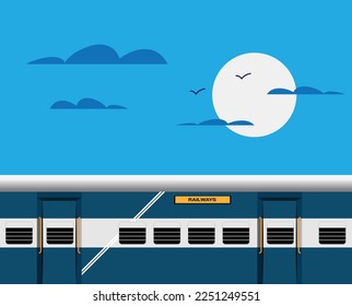 El tren indio llegó a la plataforma. Vector de bogie de los trenes de la India.