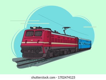 indian train engine vector illustration