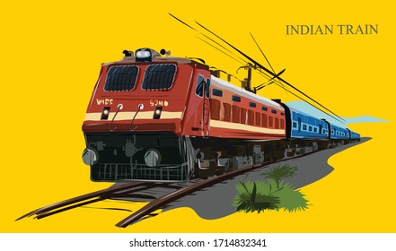 The Indian Train Vector Illustration