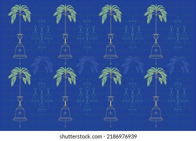 Indian tree motif with bell, Banana tree motif with bell