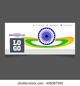 Indian Tri color background with wheel banner. Happy Independence Day India Banner. India Covers